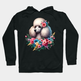 A poodle with beautiful colorful flowers Hoodie